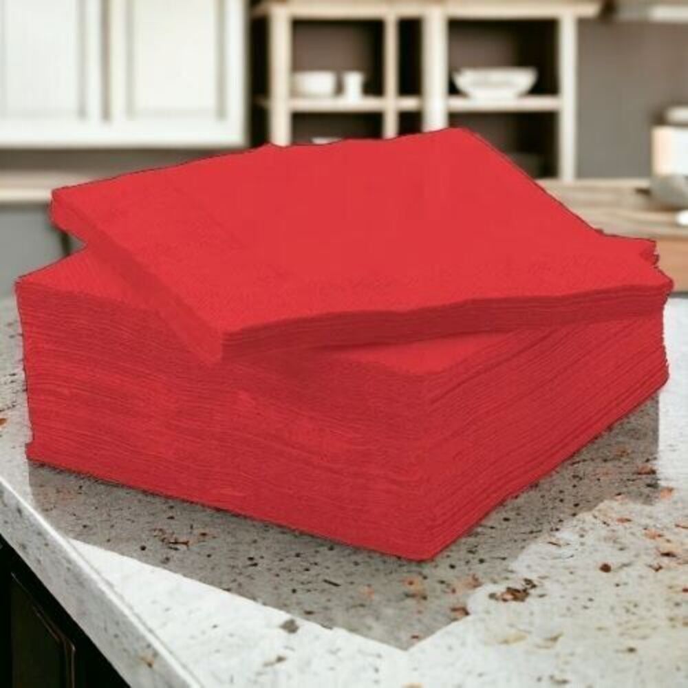 IKEA FANTASTISK Paper Napkins Absorb Quickly‎ 9 ½x9 ½ " Red/2 PACK-100 Napkins